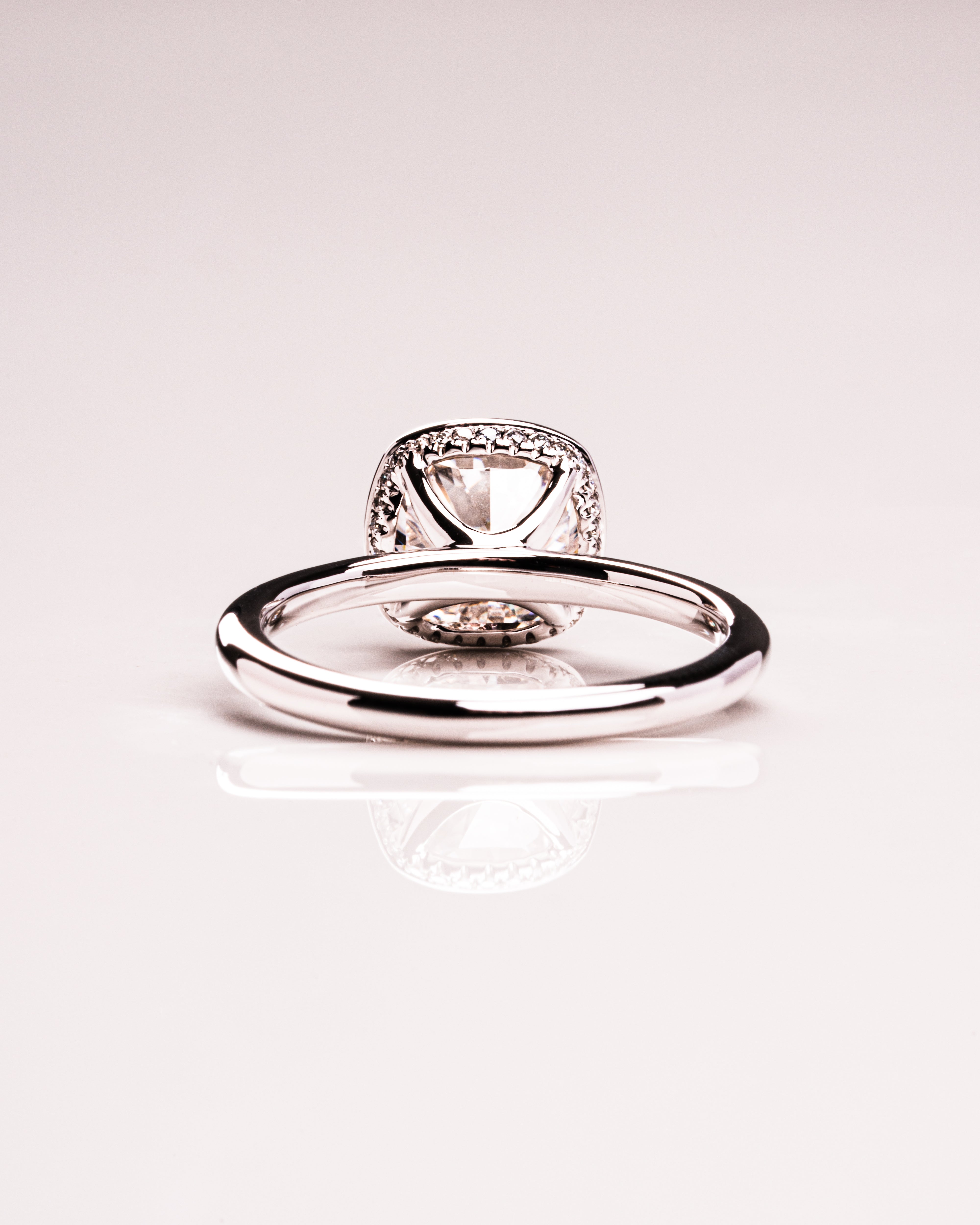 1.15 - 3.15 CT Cushion  CVD Diamond Bezel Hidden Halo Engagement Ring