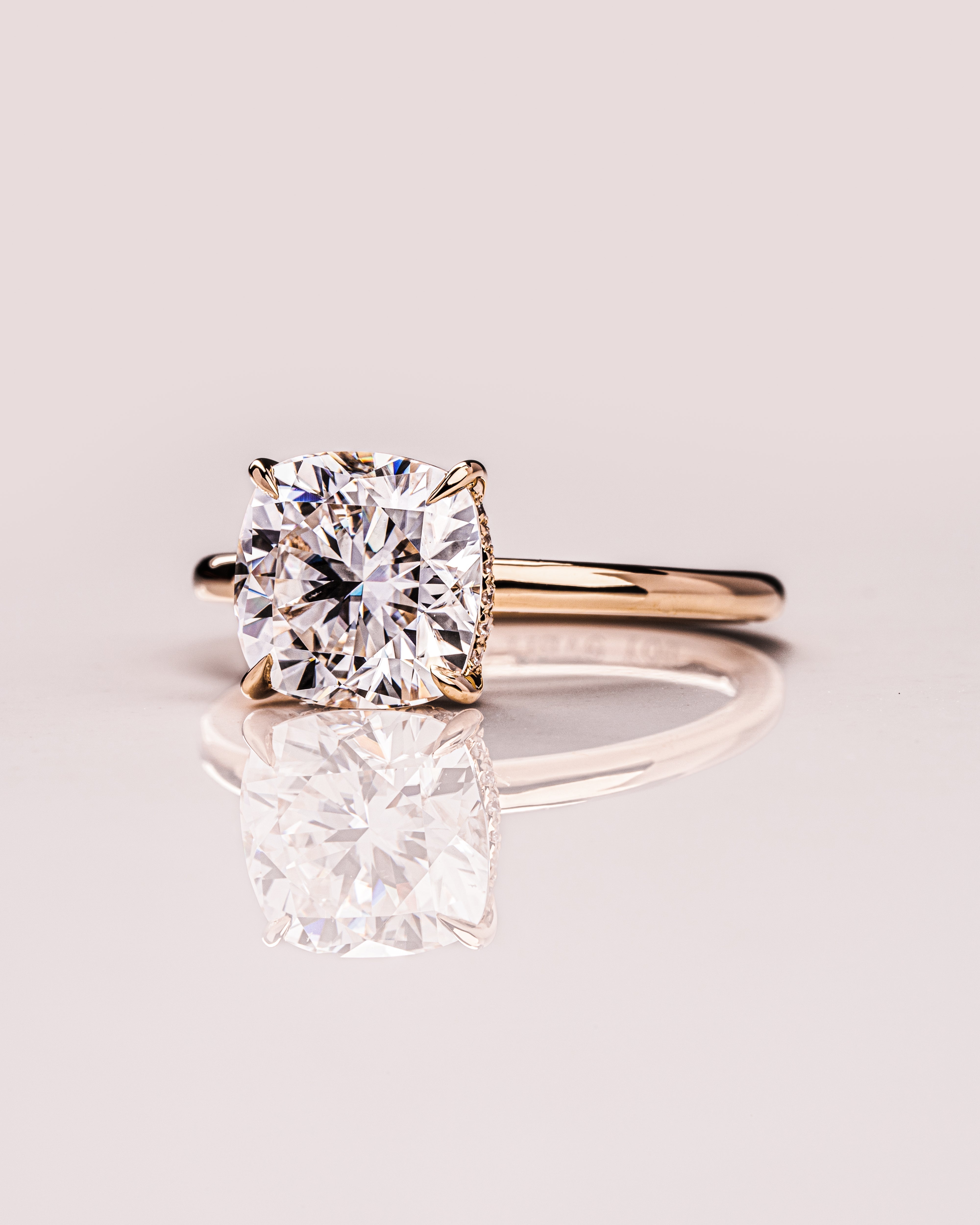 1.15 - 3.15 CT Cushion CVD Diamond Hidden Halo Engagement Ring