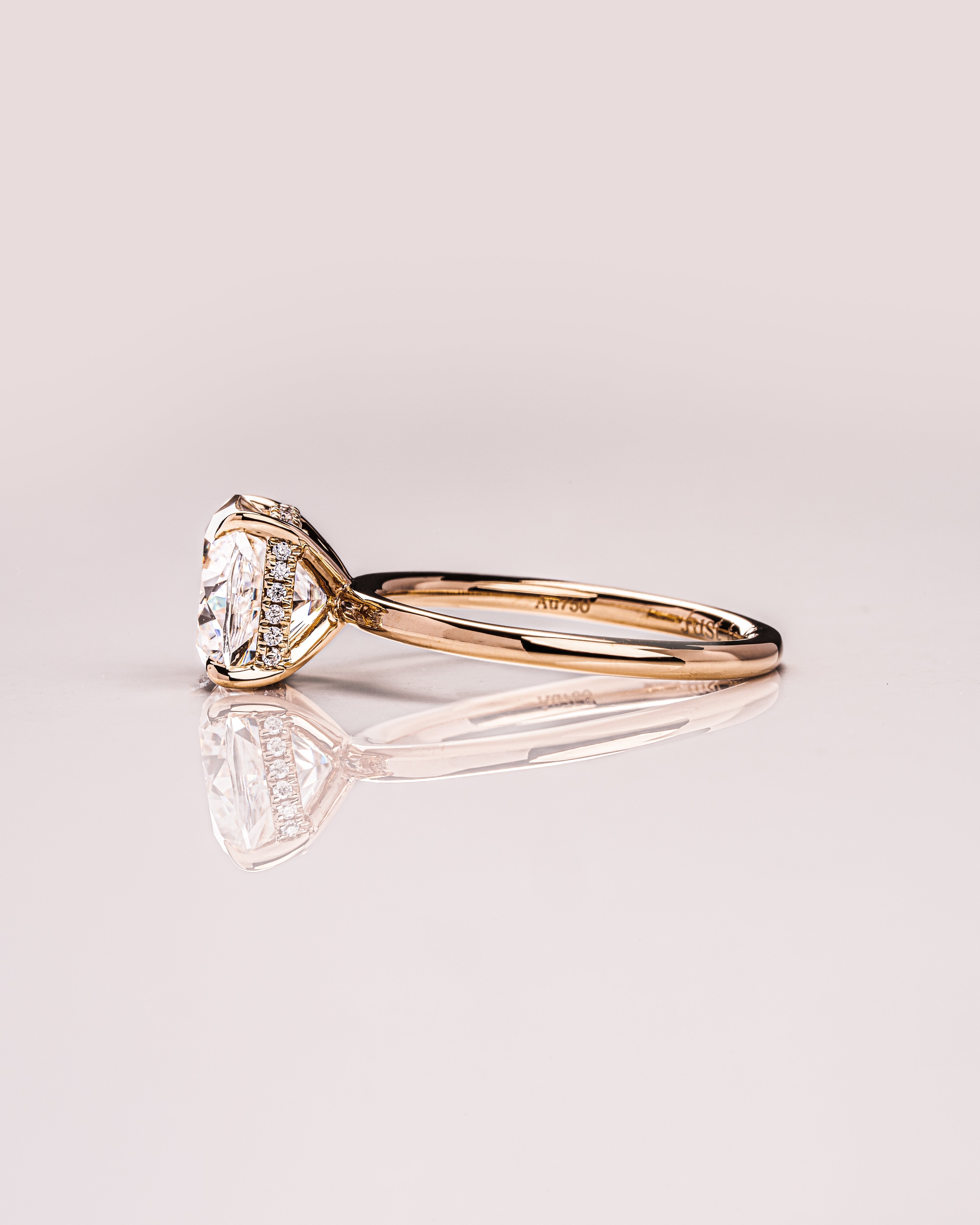 1.15 - 3.15 CT Cushion CVD Diamond Hidden Halo Engagement Ring