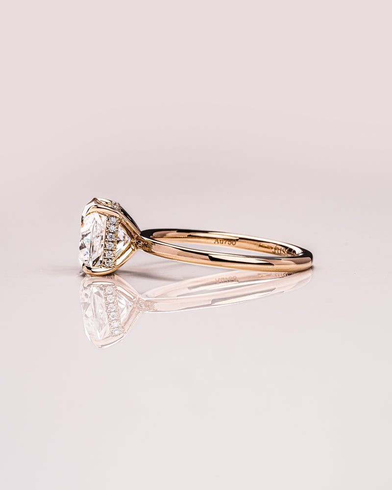 1.15 - 3.15 CT Cushion CVD Diamond Hidden Halo Engagement Ring