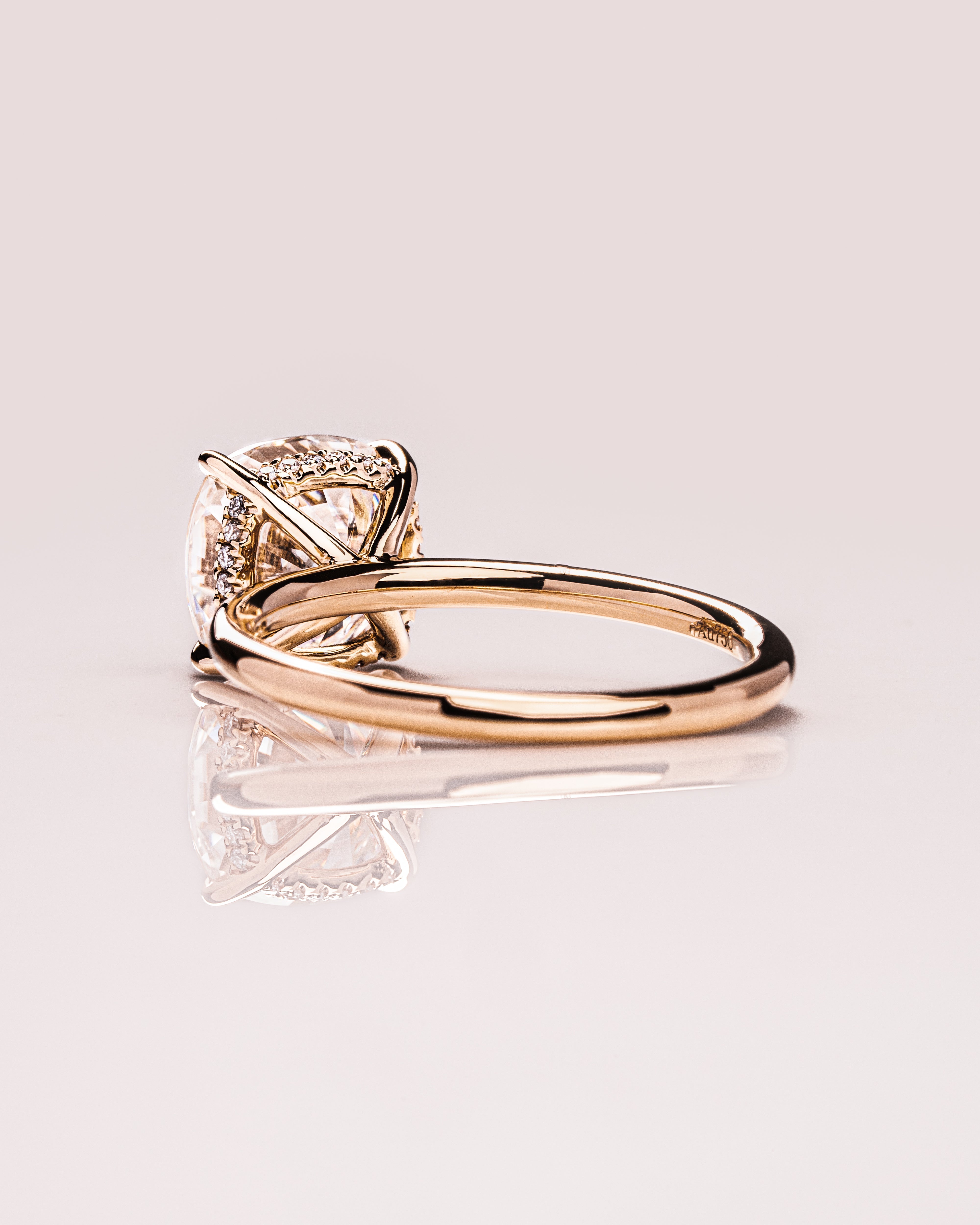 1.15 - 3.15 CT Cushion CVD Diamond Hidden Halo Engagement Ring