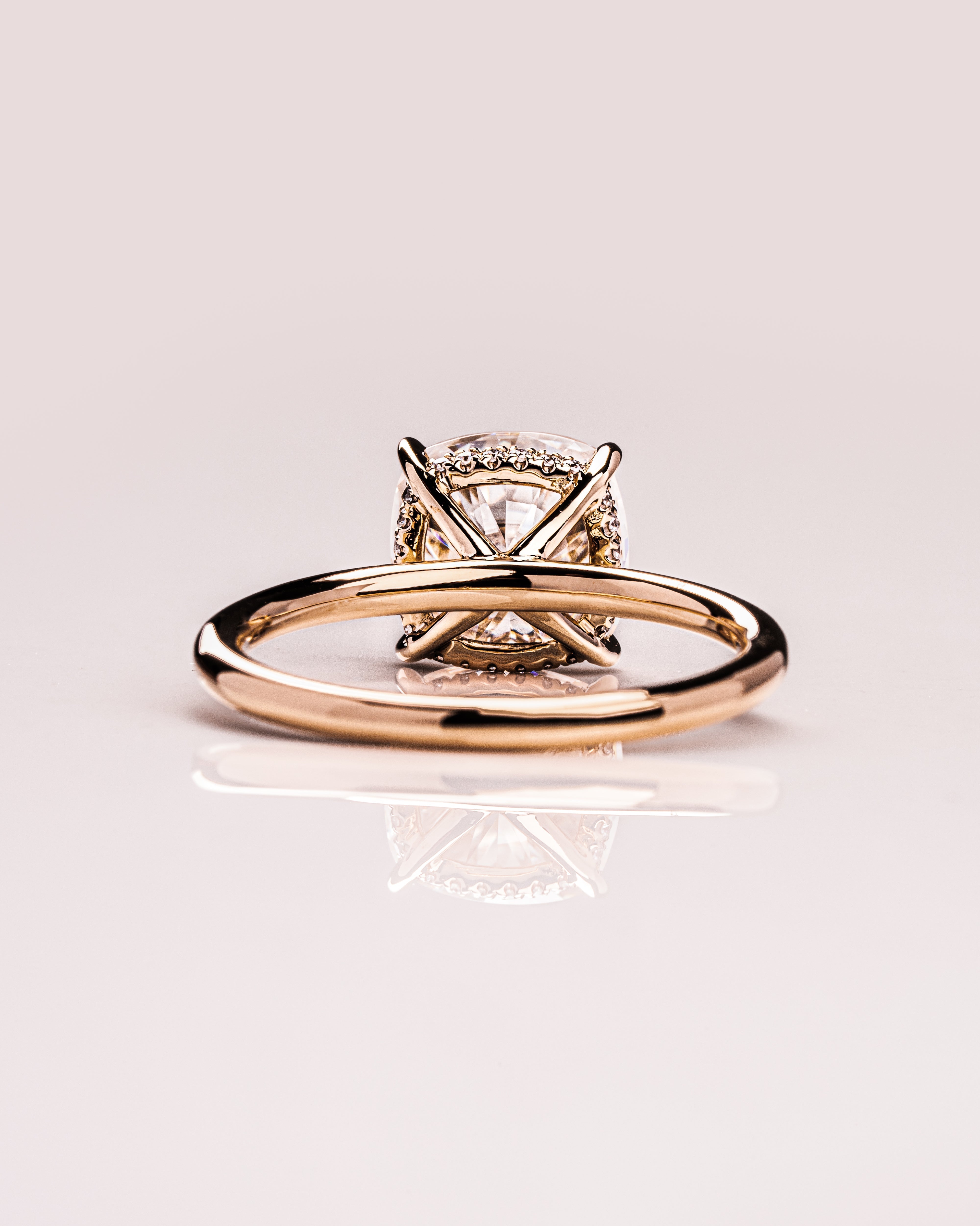 1.15 - 3.15 CT Cushion CVD Diamond Hidden Halo Engagement Ring