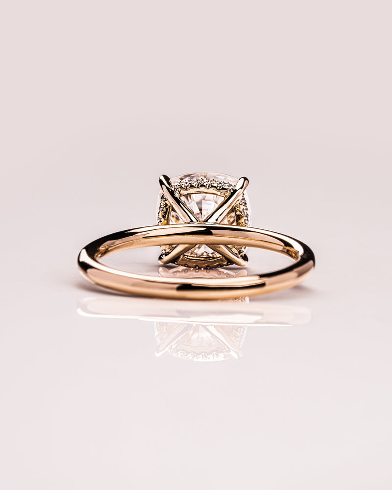 1.15 - 3.15 CT Cushion CVD Diamond Hidden Halo Engagement Ring