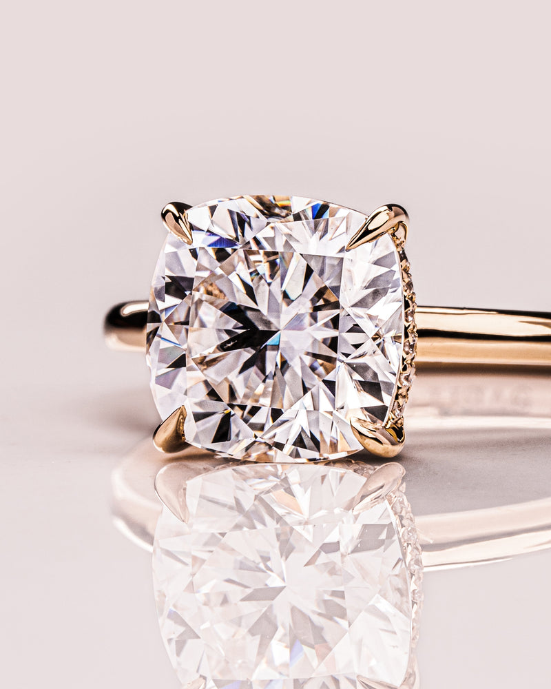 1.15 - 3.15 CT Cushion CVD Diamond Hidden Halo Engagement Ring