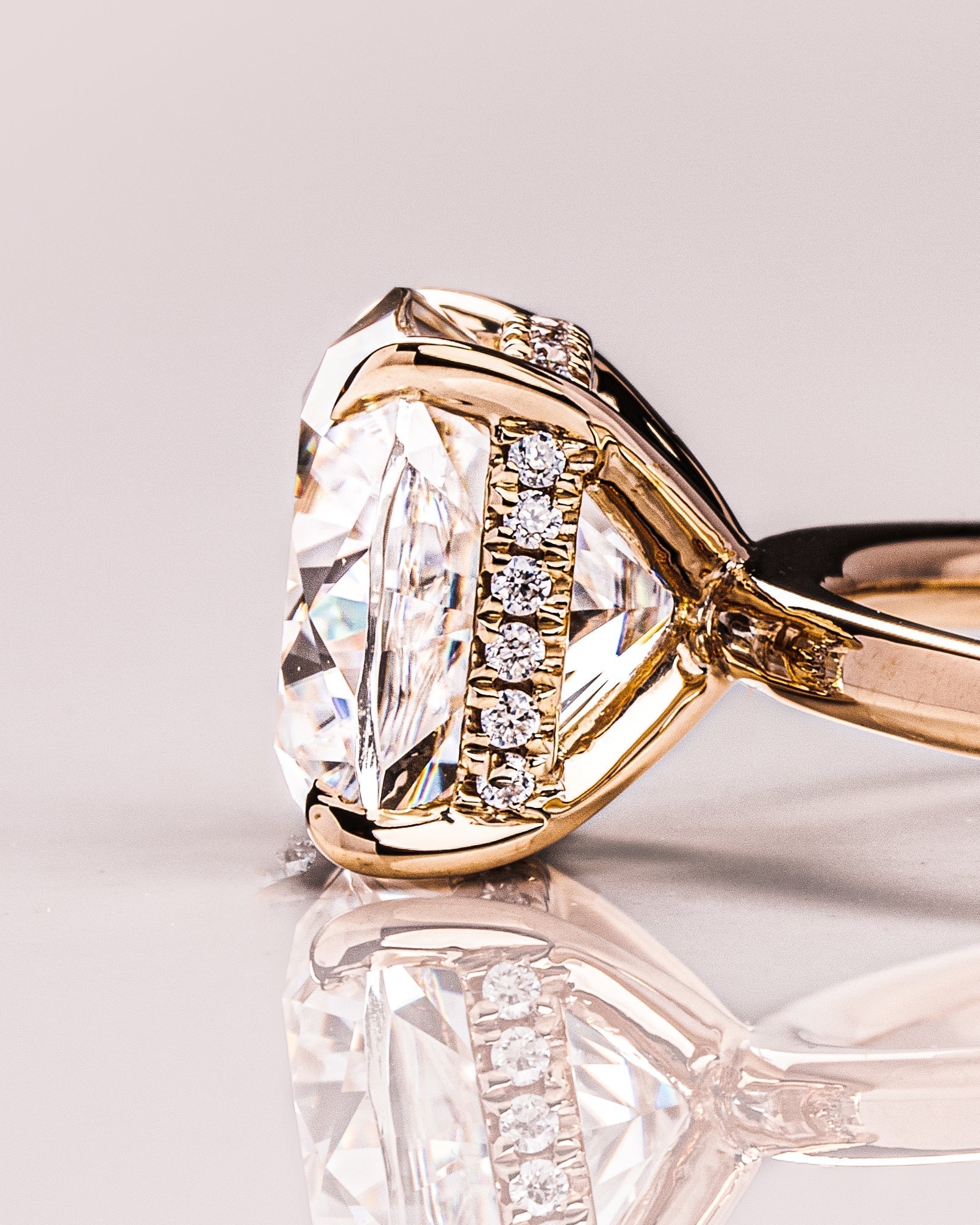 1.15 - 3.15 CT Cushion CVD Diamond Hidden Halo Engagement Ring