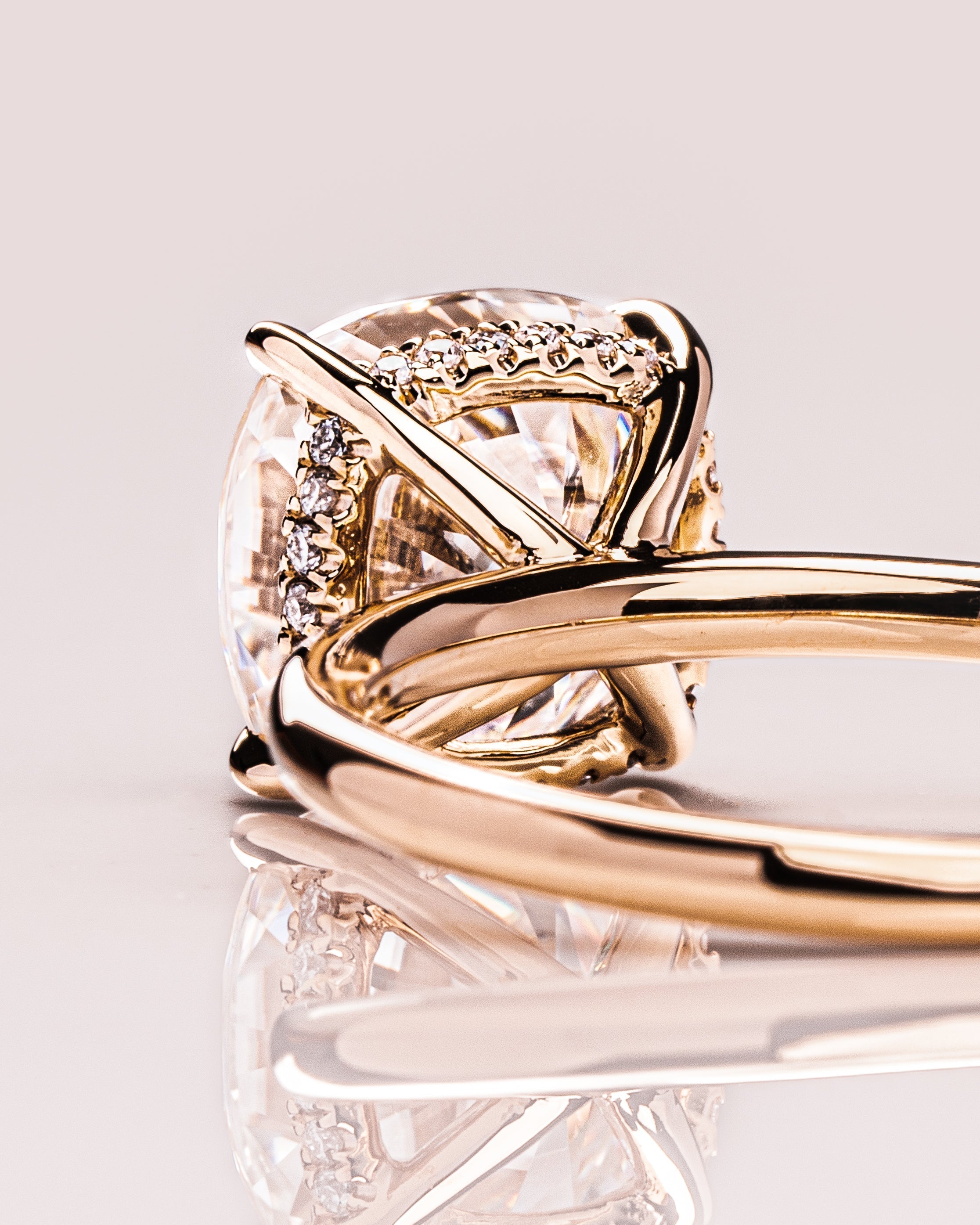 1.15 - 3.15 CT Cushion CVD Diamond Hidden Halo Engagement Ring