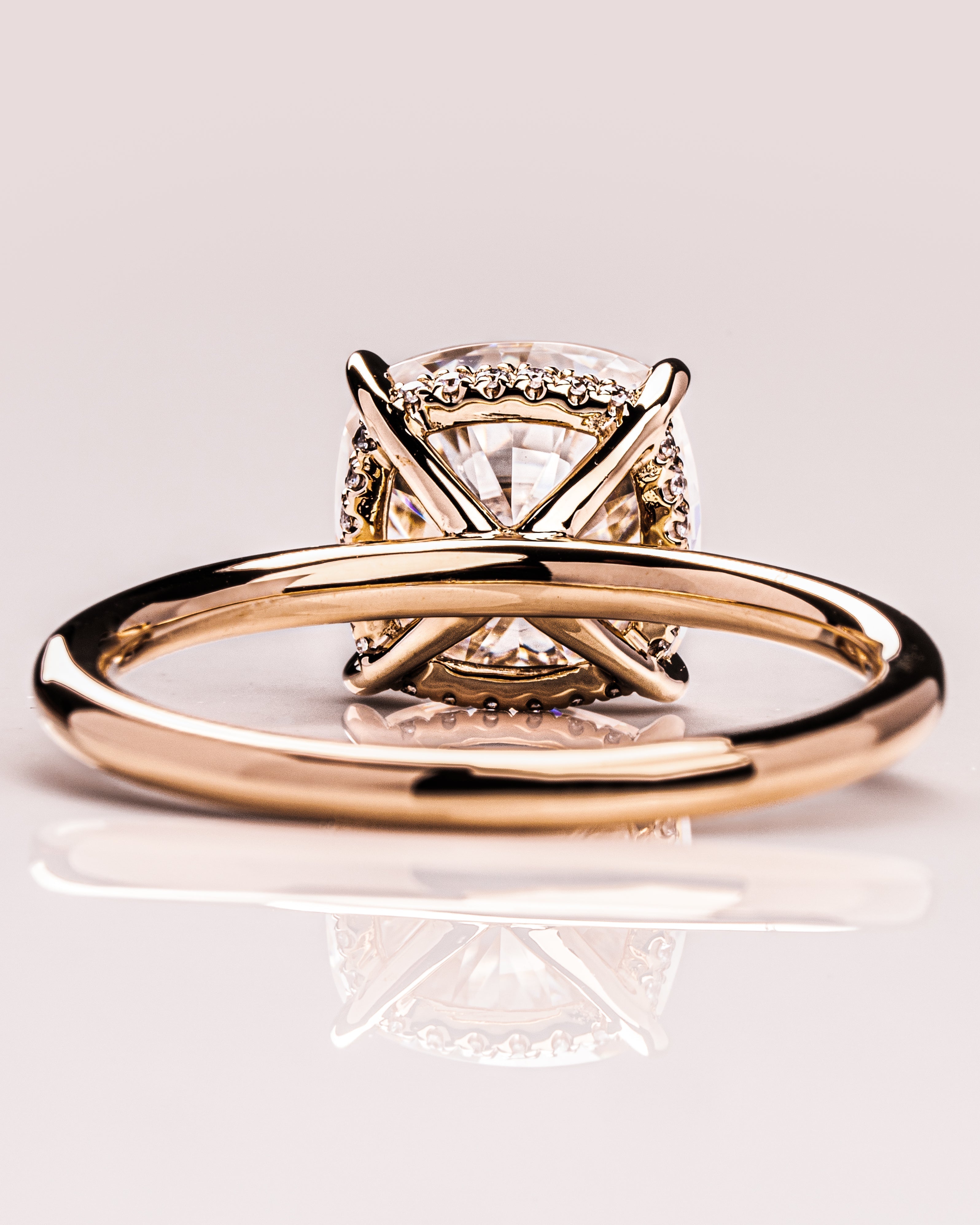 1.15 - 3.15 CT Cushion CVD Diamond Hidden Halo Engagement Ring