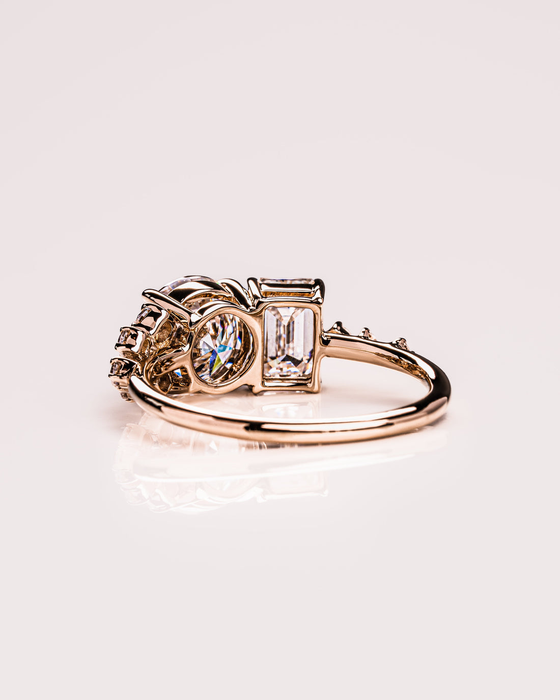 2.80 CT Emerald & Round G/VS2 CVD Diamond Two Stone Engagement Ring