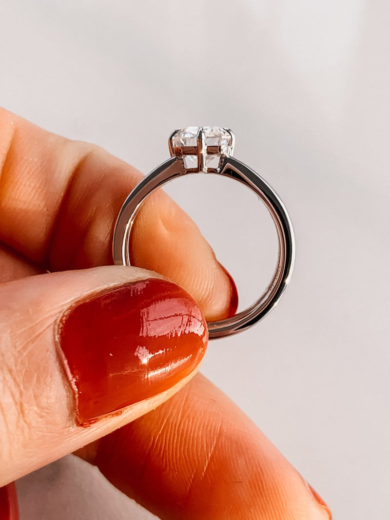 2.50 CT Emerald Moissanite Solitaire Double Band Engagement Ring