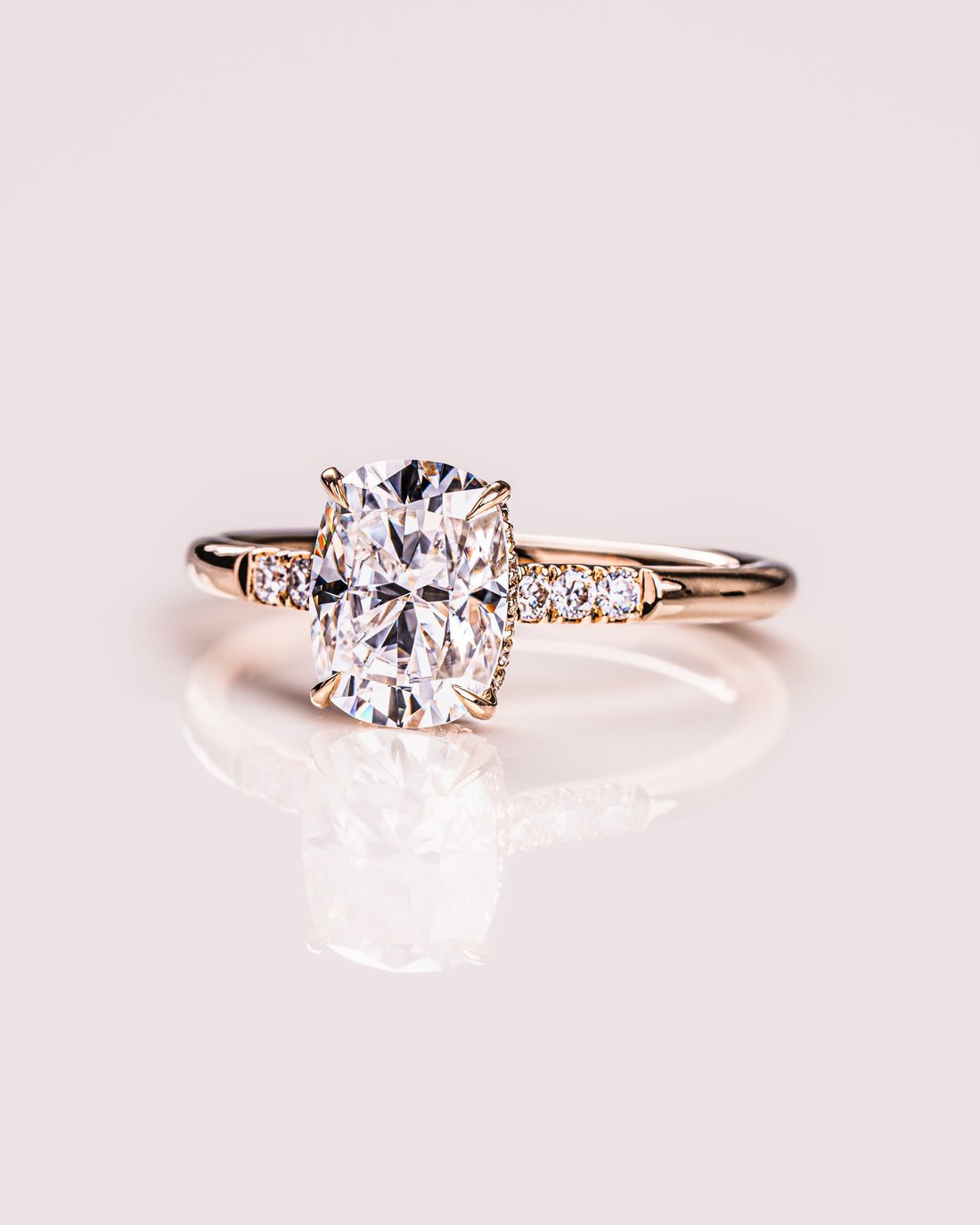 1.49-3.49 CT Cushion CVD Diamond Hidden Halo Engagement Ring
