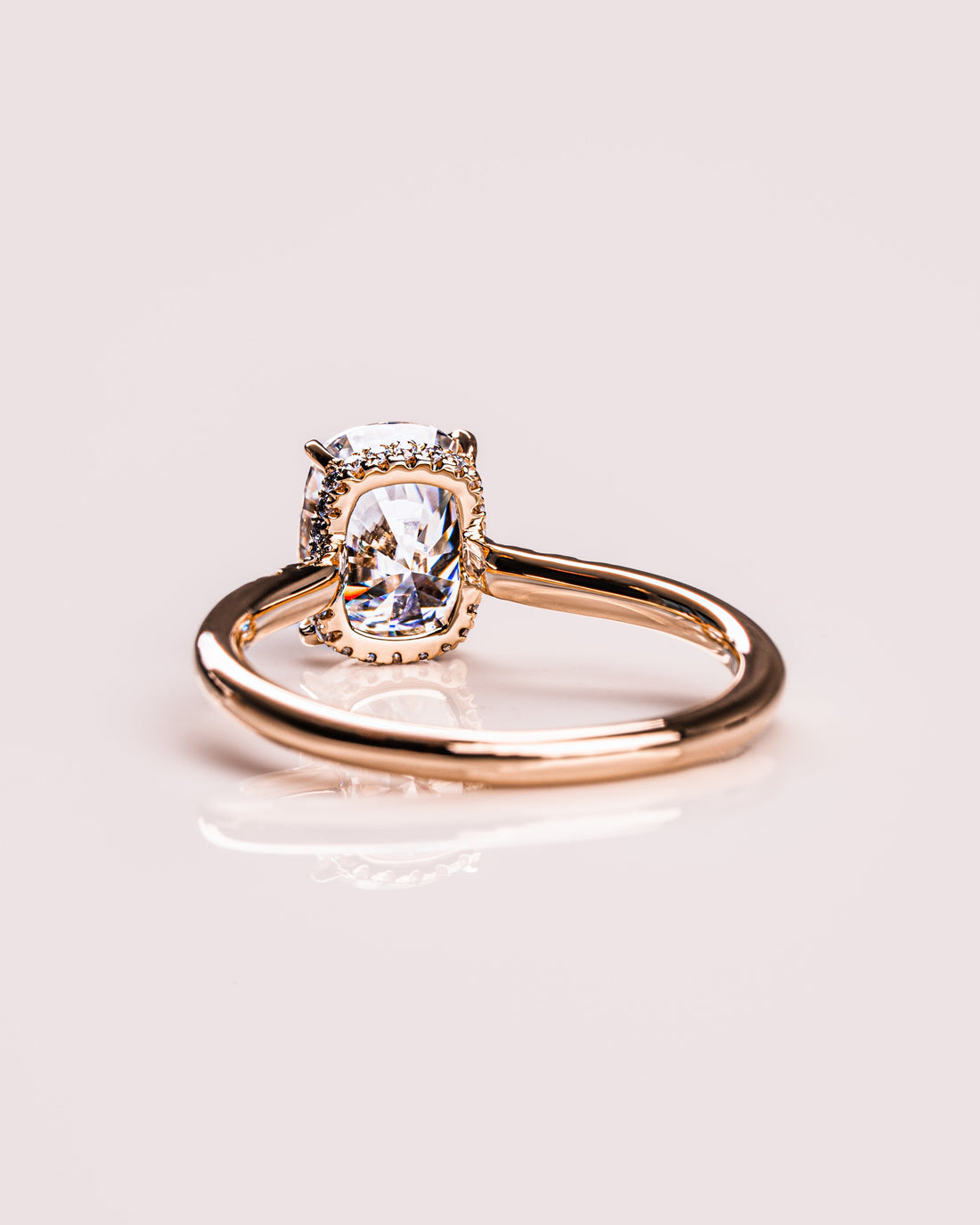 1.49-3.49 CT Cushion CVD Diamond Hidden Halo Engagement Ring