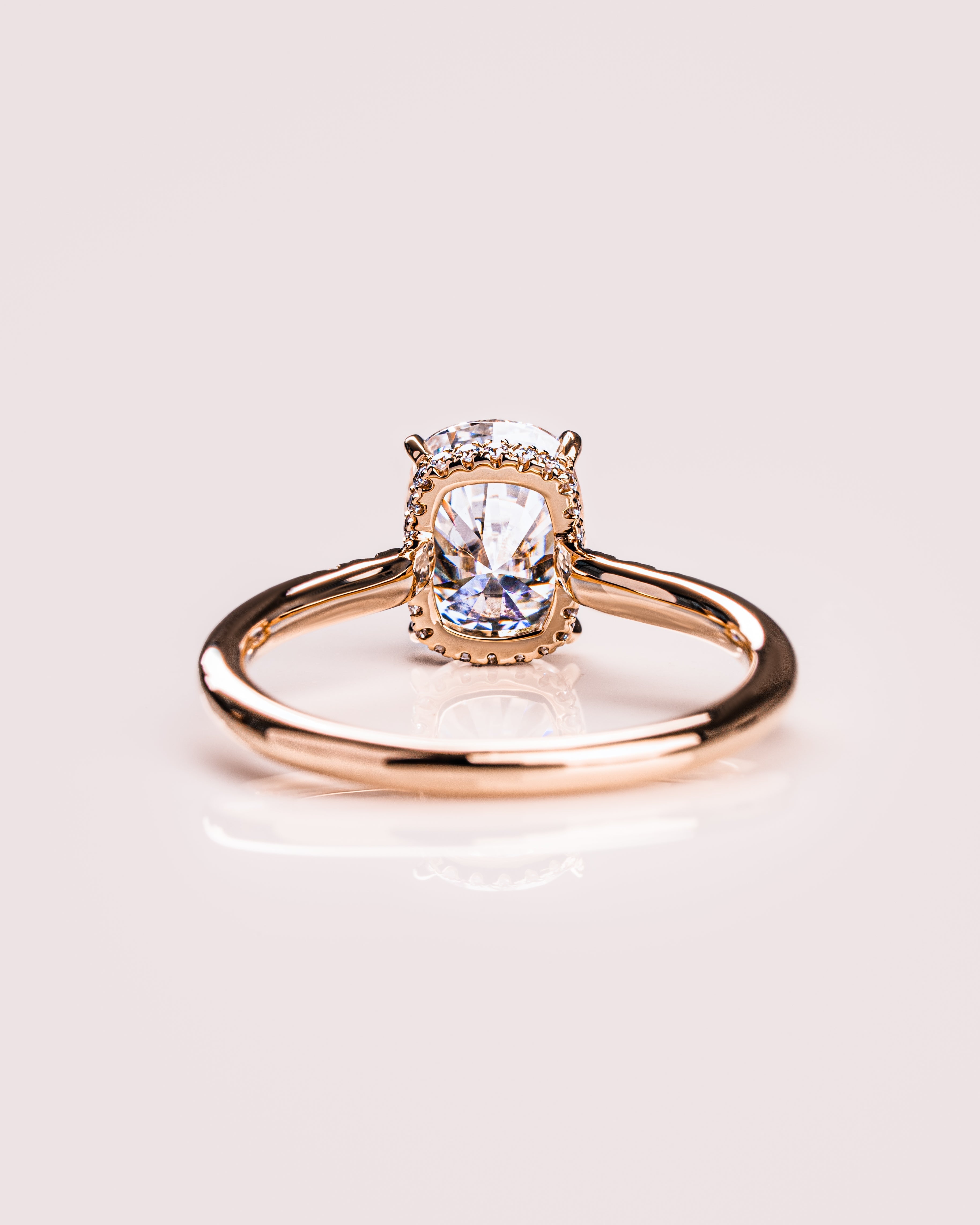 1.49-3.49 CT Cushion CVD Diamond Hidden Halo Engagement Ring