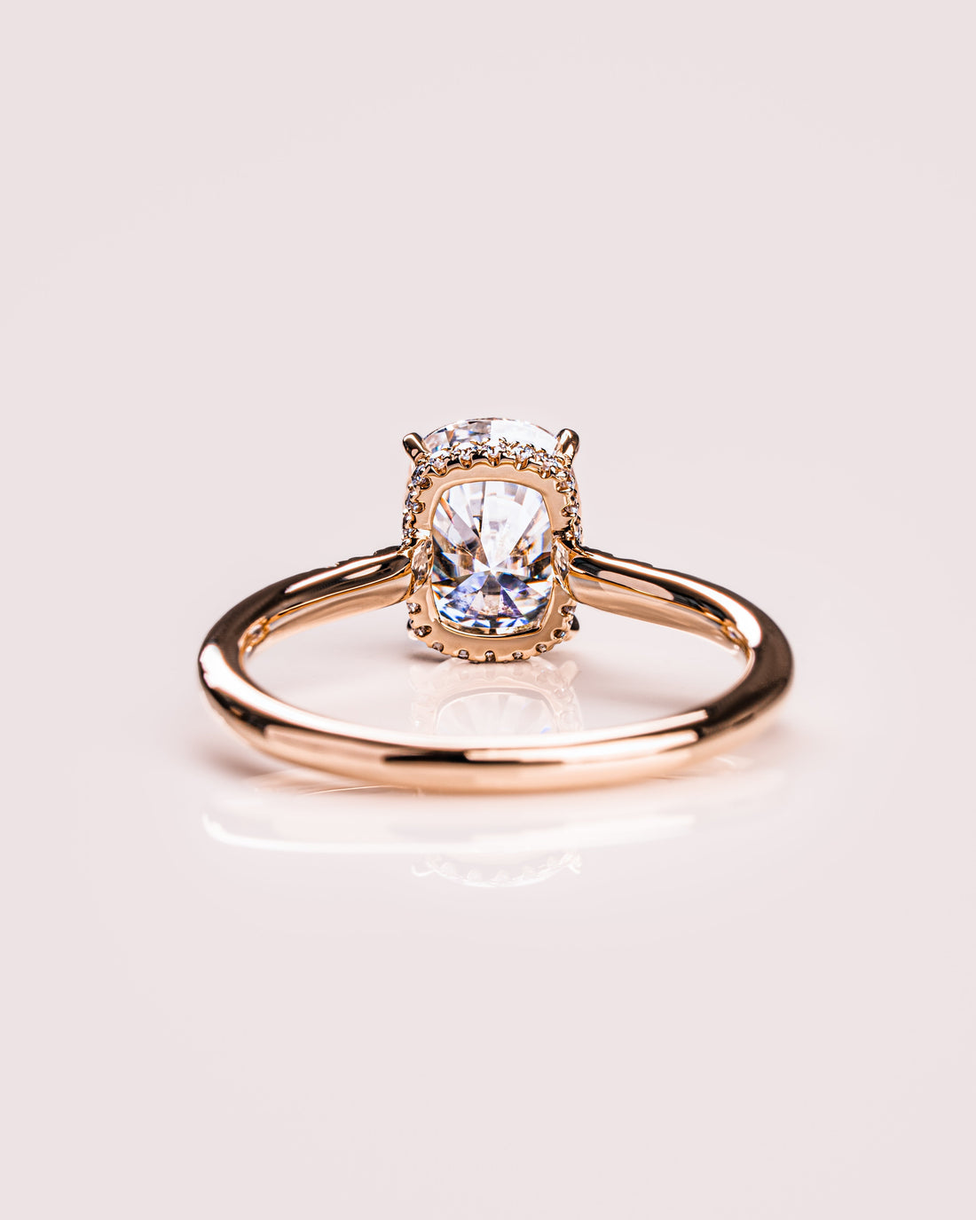 1.49-3.49 CT Cushion CVD Diamond Hidden Halo Engagement Ring