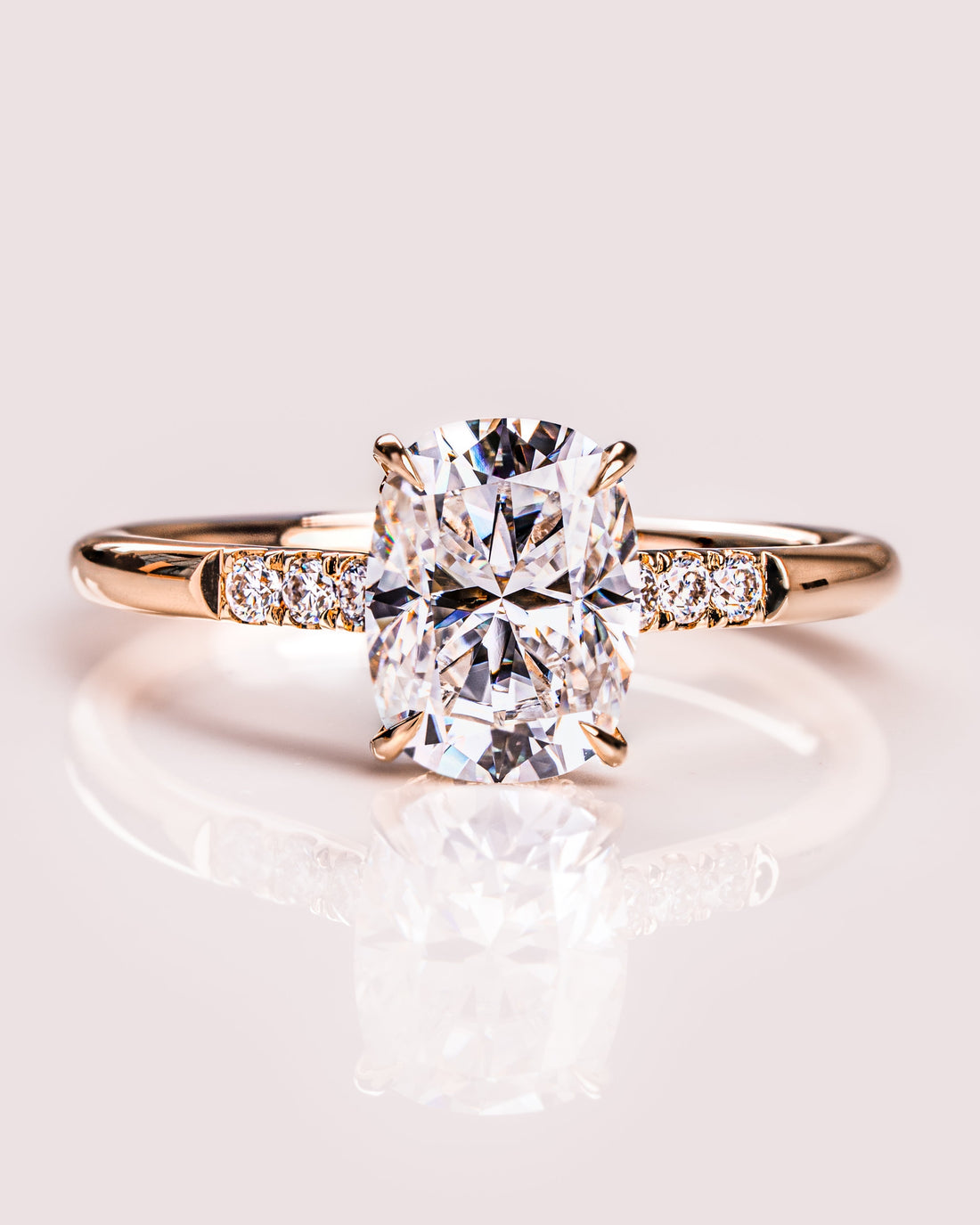 1.49-3.49 CT Cushion CVD Diamond Hidden Halo Engagement Ring