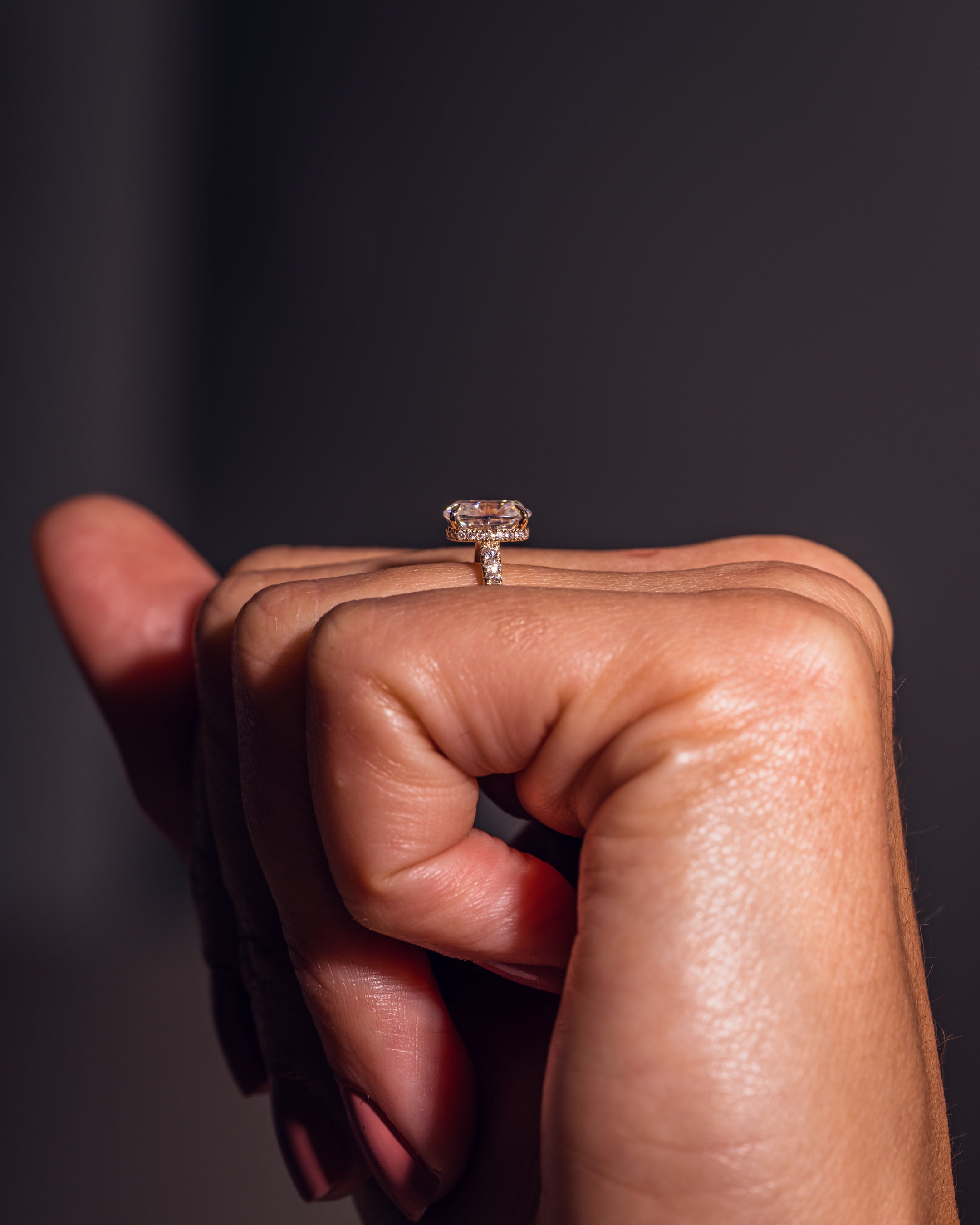 1.49-3.49 CT Cushion CVD Diamond Hidden Halo Engagement Ring