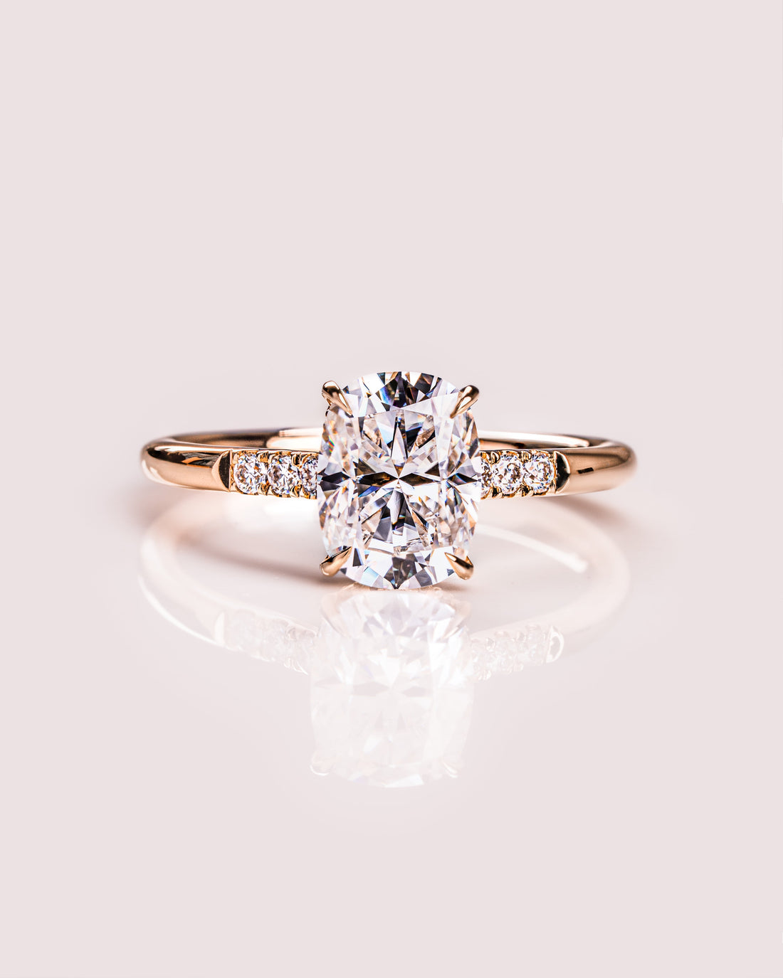 1.49-3.49 CT Cushion CVD Diamond Hidden Halo Engagement Ring