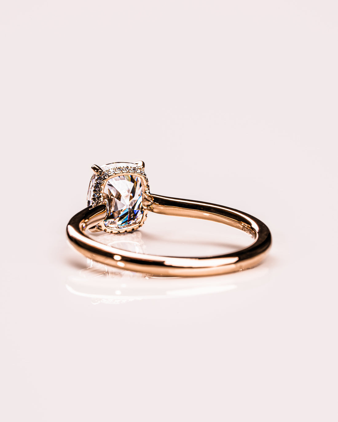 0.96-3.0 CT Cushion CVD Diamond Hidden Halo Engagement Ring