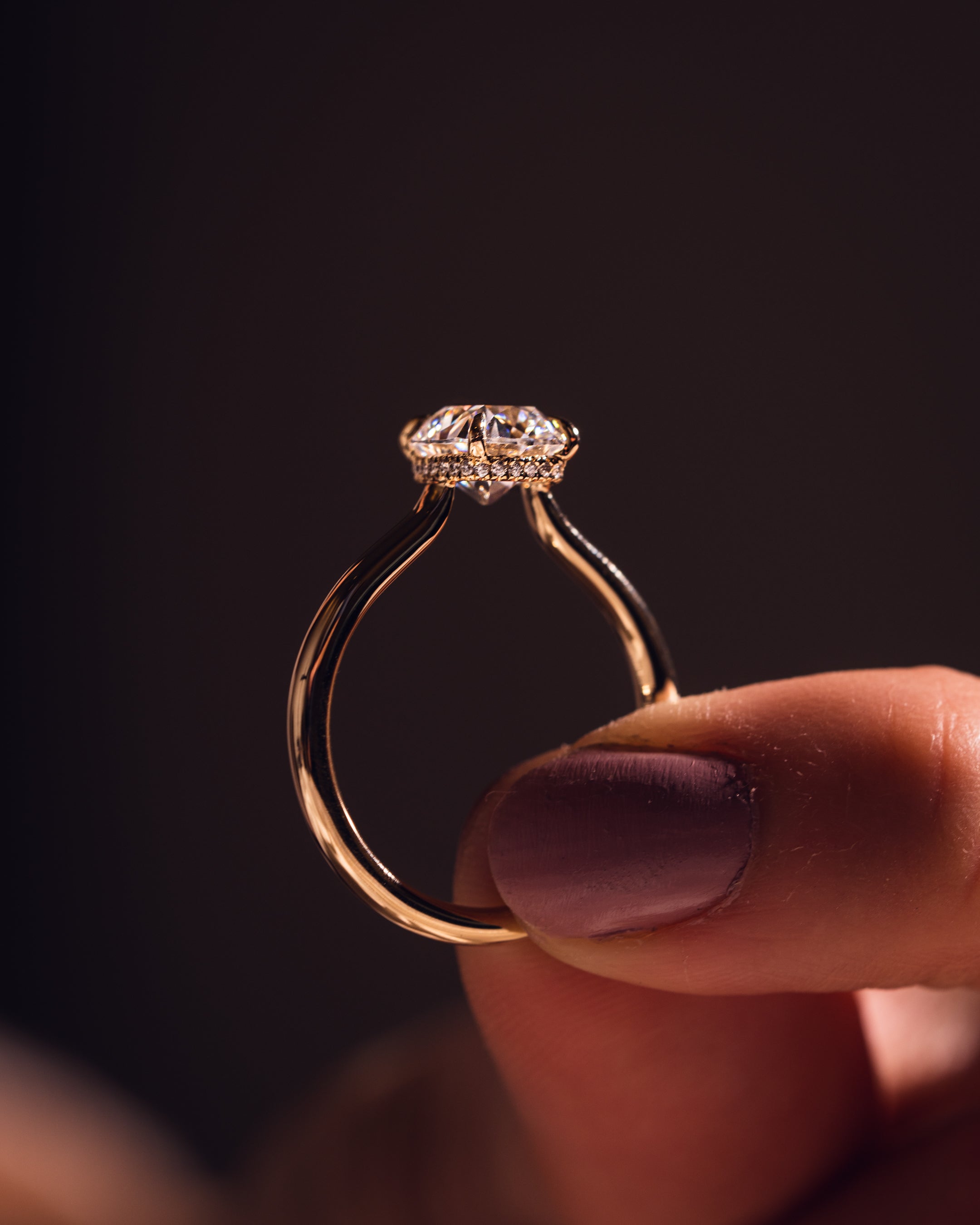 0.96-3.0 CT Cushion CVD Diamond Hidden Halo Engagement Ring