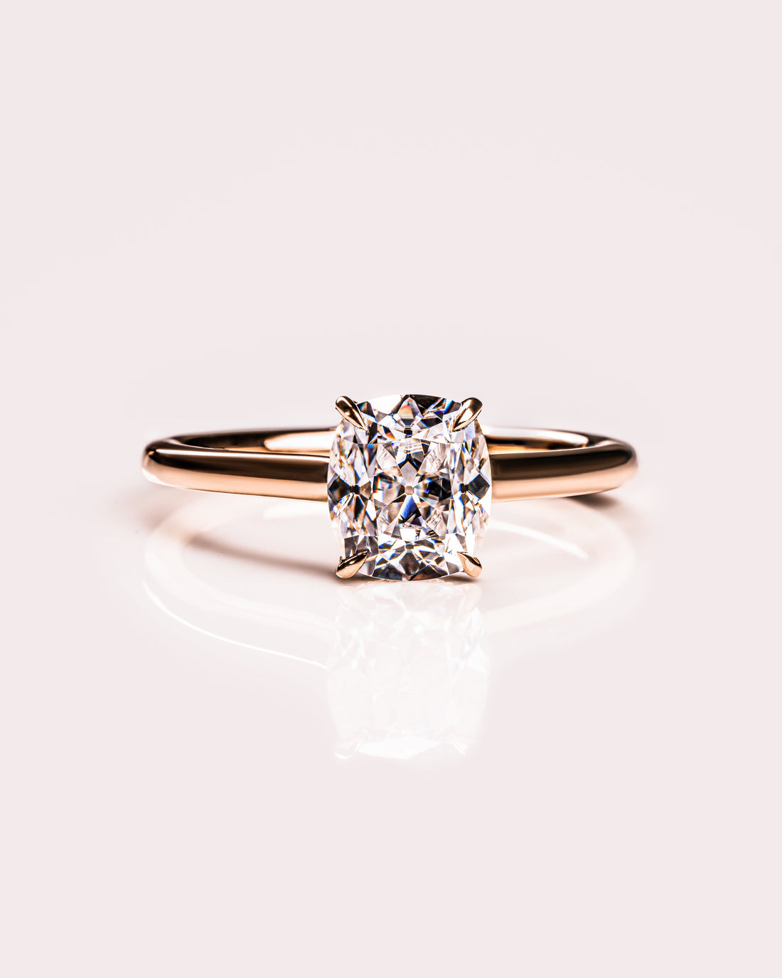 0.96-3.0 CT Cushion CVD Diamond Hidden Halo Engagement Ring