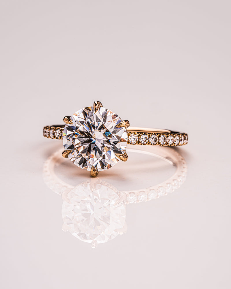 1.0 CT-3.75 CT Round CVD Diamond Hidden Halo Pave Setting Engagement Ring