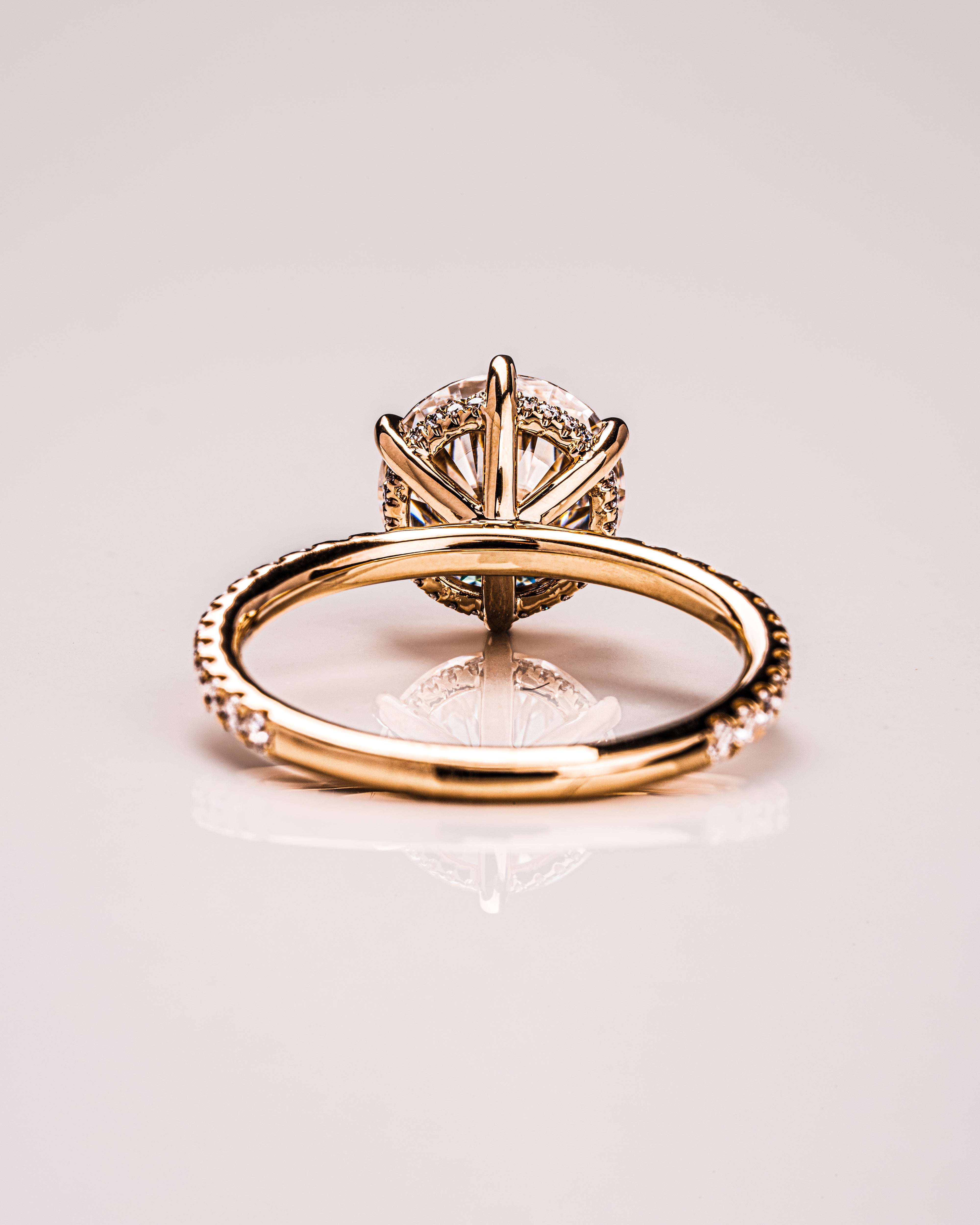 1.0 CT-3.75 CT Round CVD Diamond Hidden Halo Pave Setting Engagement Ring