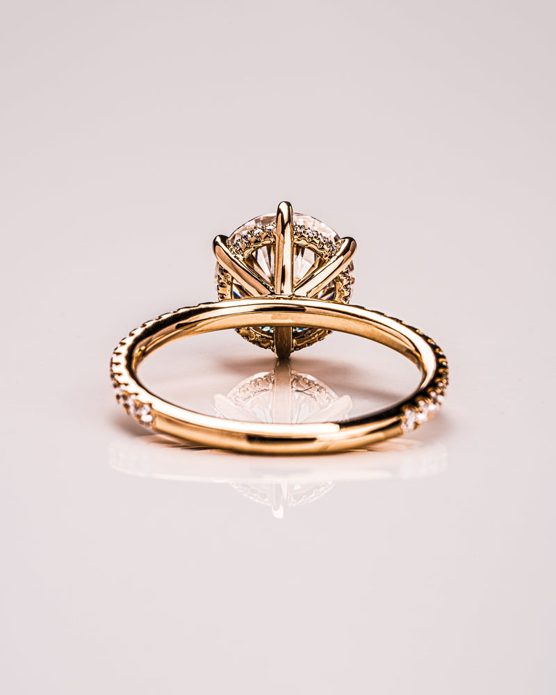 1.0 CT-3.75 CT Round CVD Diamond Hidden Halo Pave Setting Engagement Ring