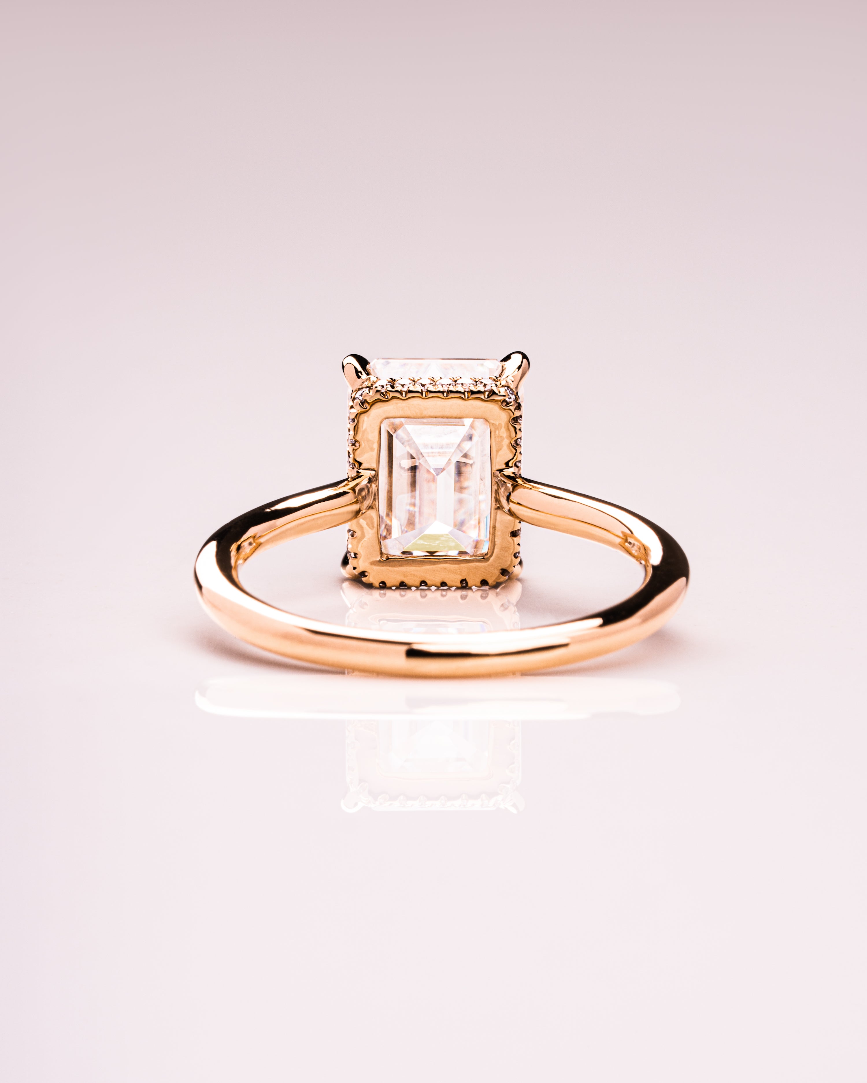 1.30 - 3.30 CT Emerald CVD Diamond Hidden Halo Engagement Ring