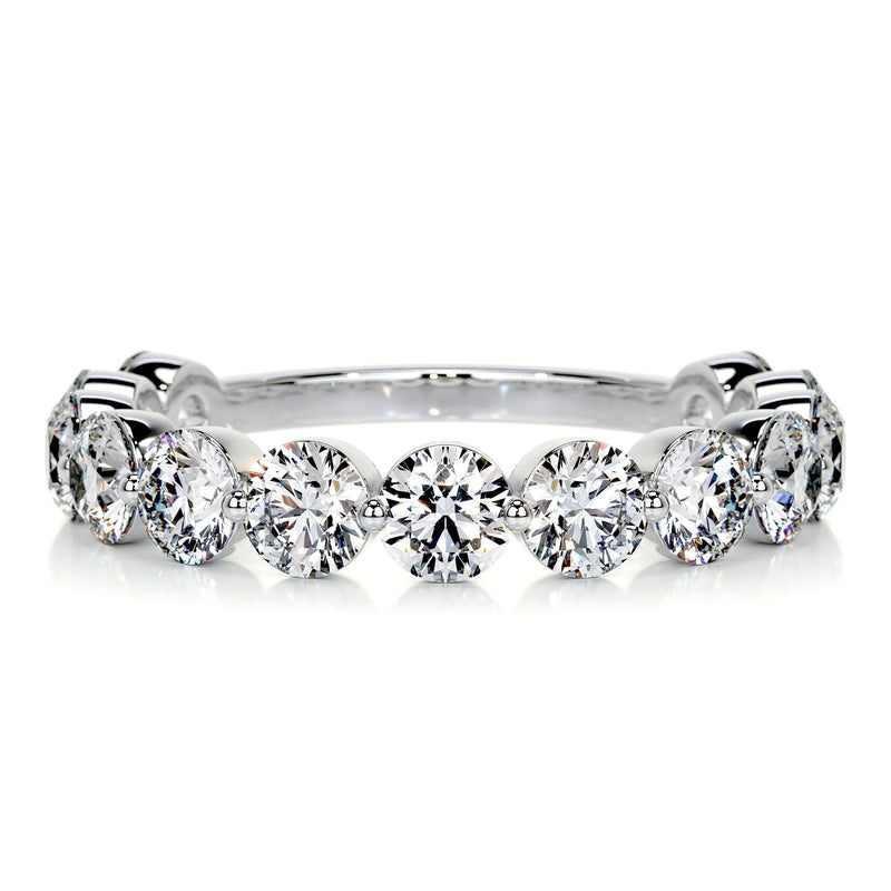Bubble Round Moissanite Half Eternity Wedding Band