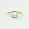 2CT Asscher Moissanite Half Bezel Solitaire Engagement Ring