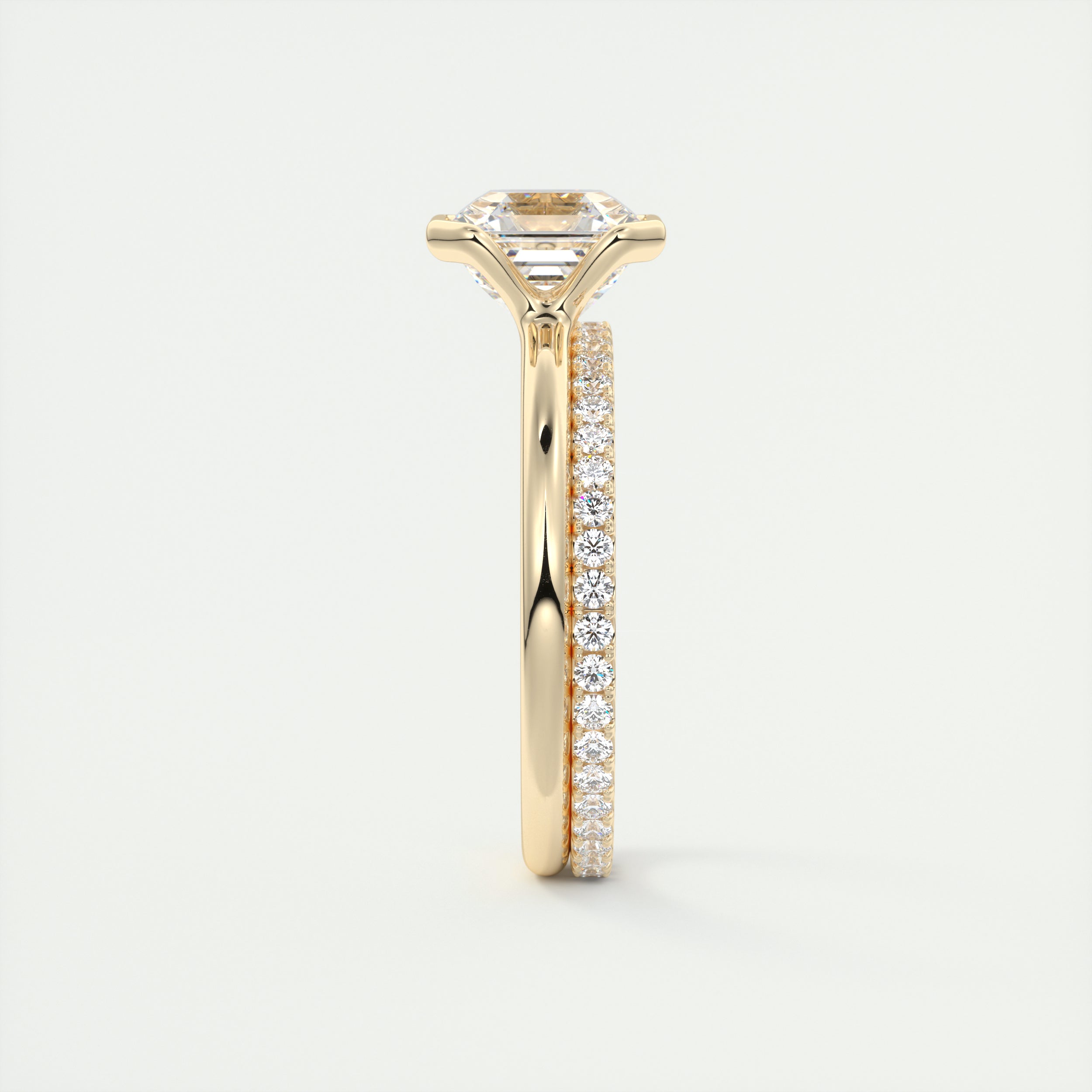 2CT Asscher Moissanite Half Bezel Solitaire Engagement Ring