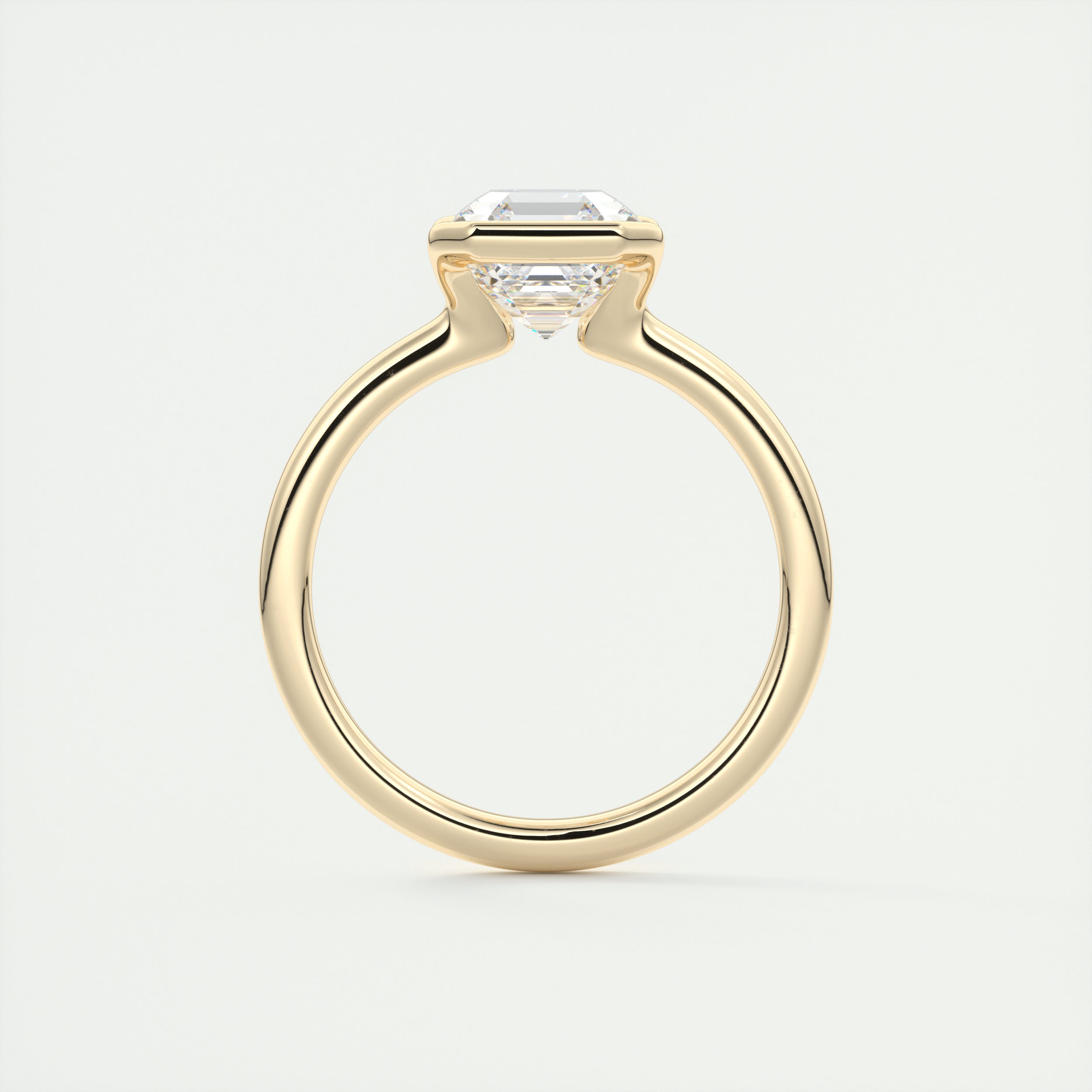 2CT Asscher Moissanite Half Bezel Solitaire Engagement Ring