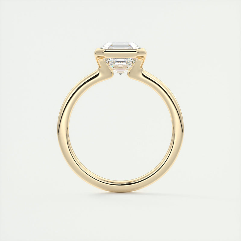 2CT Asscher Moissanite Half Bezel Solitaire Engagement Ring