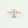 2CT Emerald Cut Moissanite Half Bezel Solitaire Engagement Ring