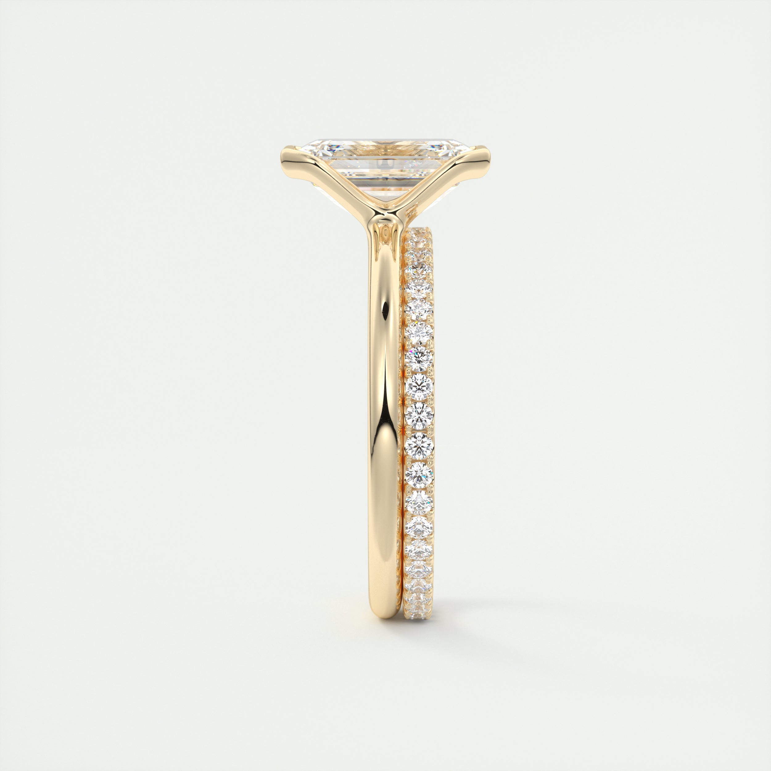 2CT Emerald Cut Moissanite Half Bezel Solitaire Engagement Ring