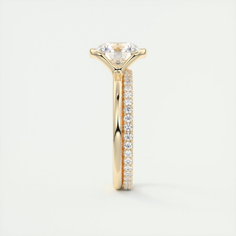 2CT Round Cut Moissanite Half Bezel Solitaire Engagement Ring