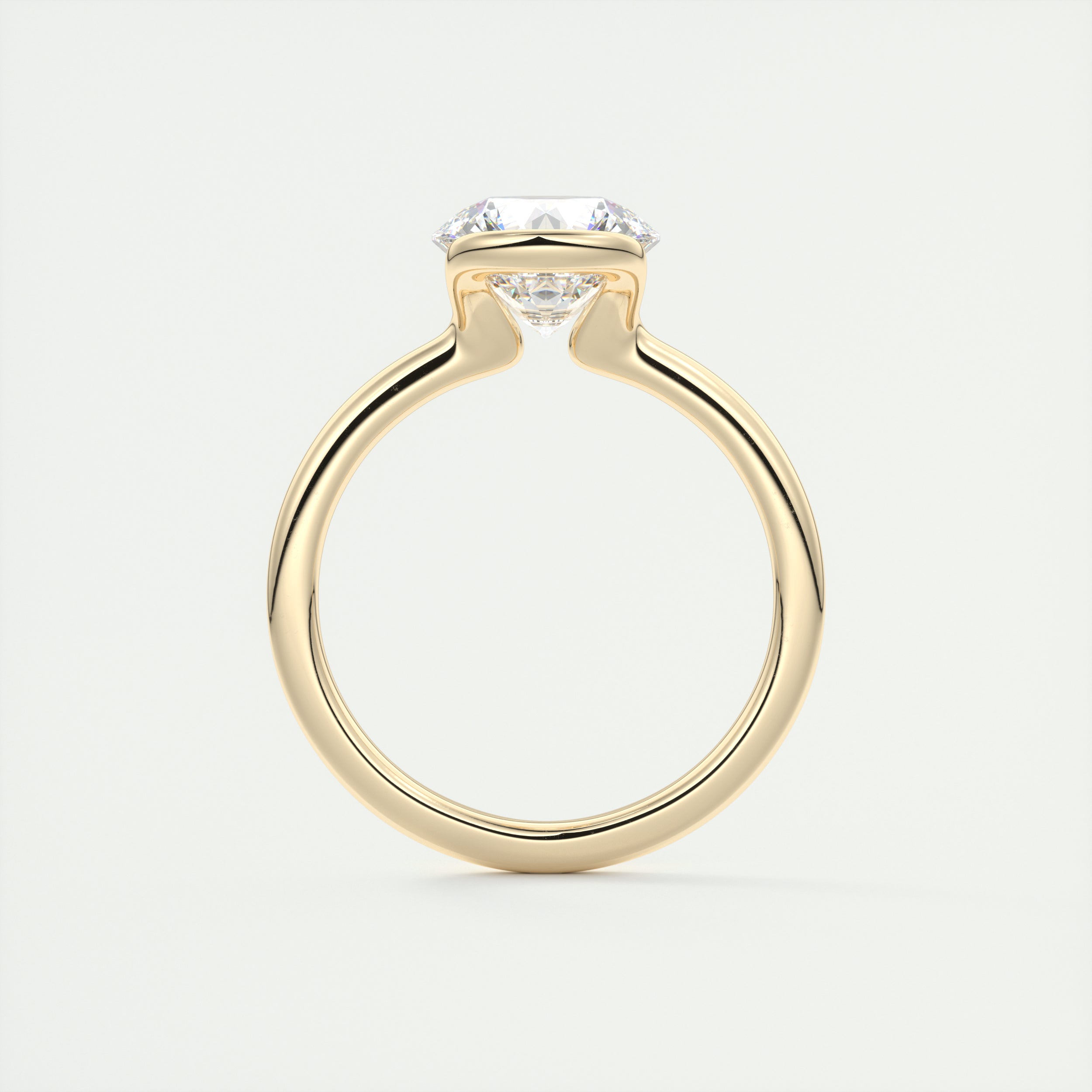 2CT Round Cut Moissanite Half Bezel Solitaire Engagement Ring