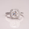 1.0 - 3.80 CT Cushion CVD Diamond Halo Pave Setting Engagement Ring