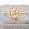 0.96 CT Oval CVD Diamond Halo Solitaire Engagement Ring
