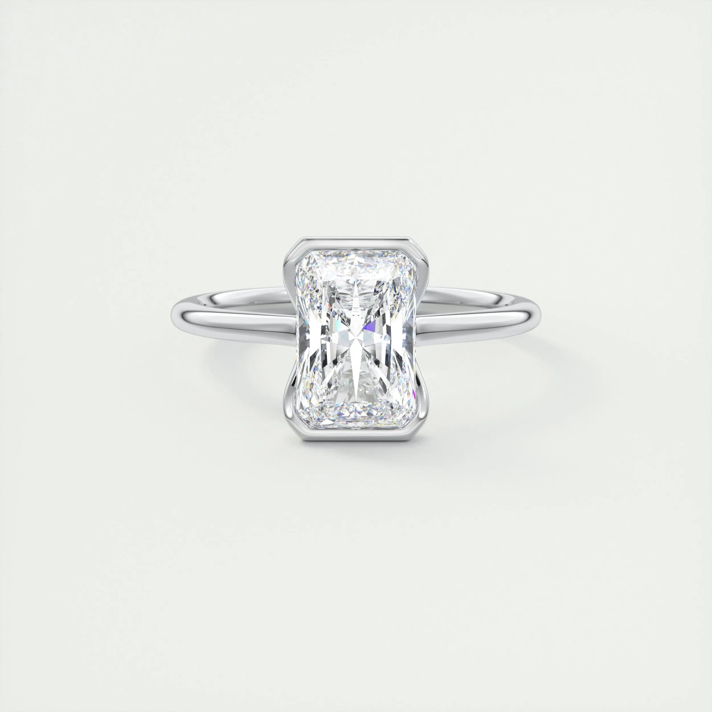 2.0 Ct Radiant Half Bezel Solitaire Moissanite Engagement Ring