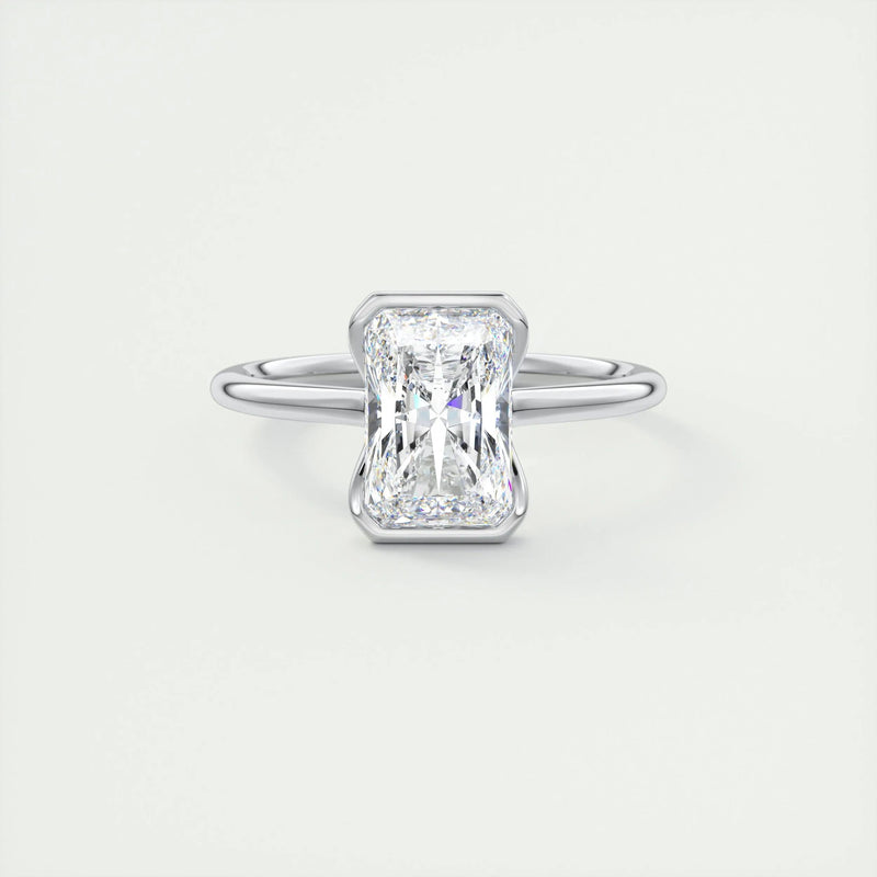 2.0 Ct Radiant Half Bezel Solitaire Moissanite Engagement Ring