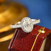 1.0 CT-3.0 CT Oval CVD Diamond Halo Pave Setting Engagement Ring