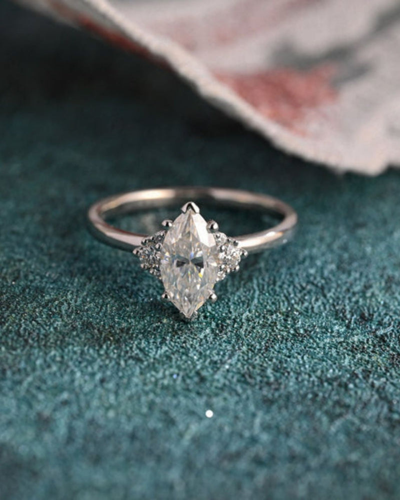 1.0-3.0 CT Marquise CVD Diamond Cluster Engagement Ring