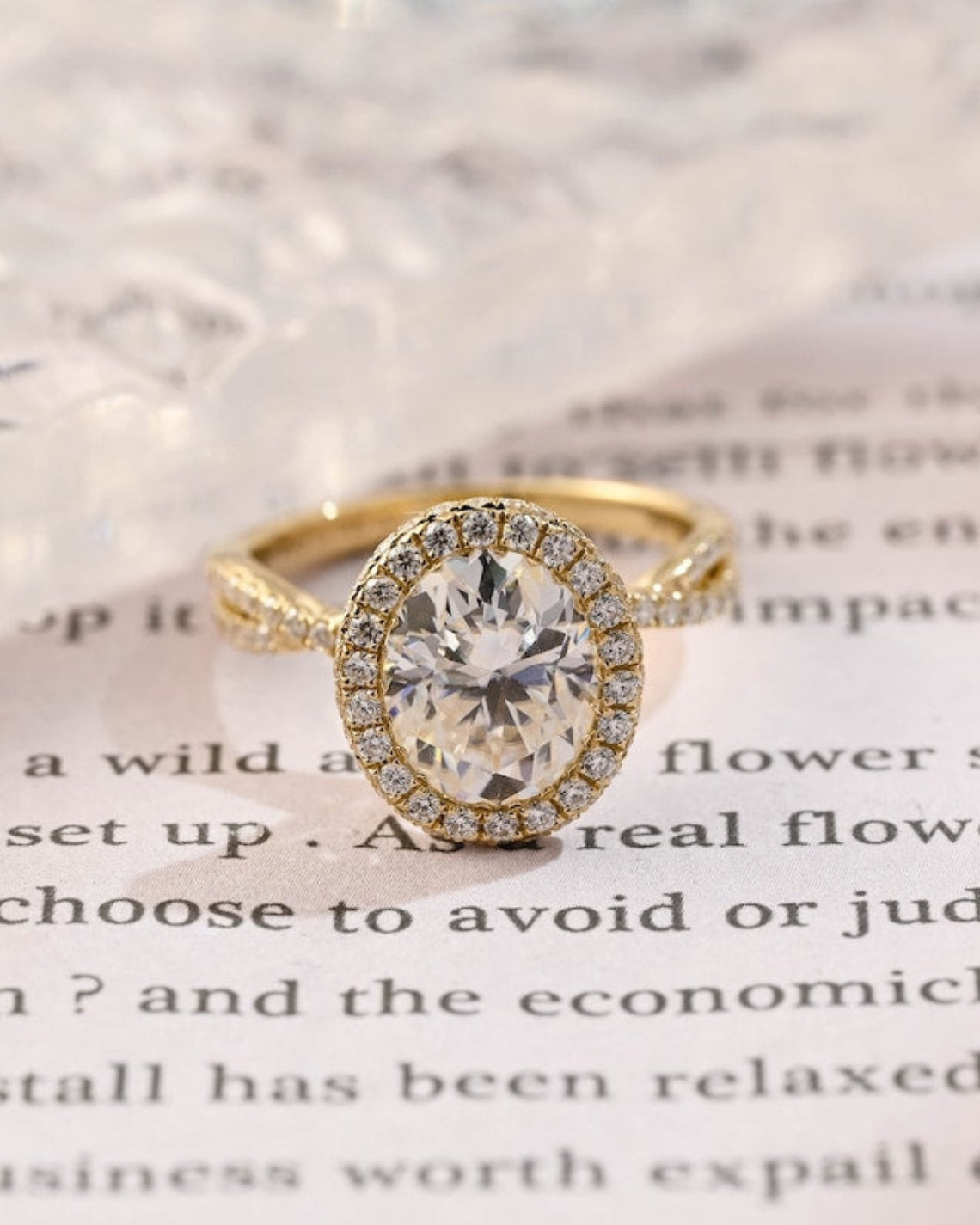 2.0- 3.0 CT Oval  CVD Diamond halo Twist Setting Engagement Ring