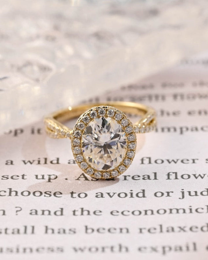 2.0- 3.0 CT Oval  CVD Diamond halo Twist Setting Engagement Ring