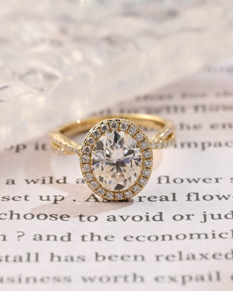 2.0- 3.0 CT Oval  CVD Diamond halo Twist Setting Engagement Ring