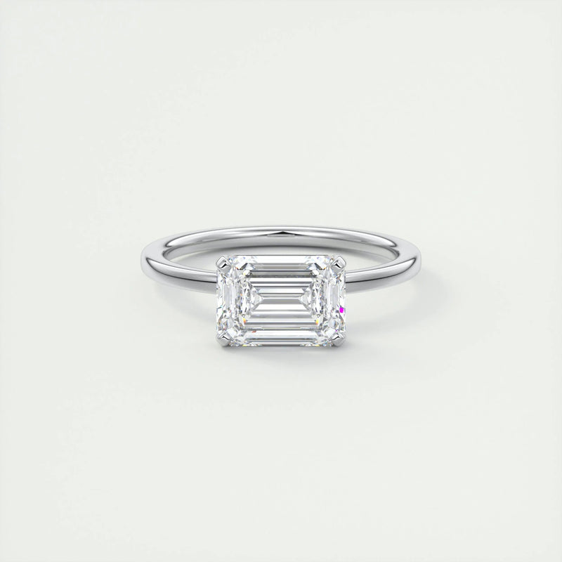 2.0 Ct  Emerald Cut Moissanite Solitaire Diamond Engagement Ring