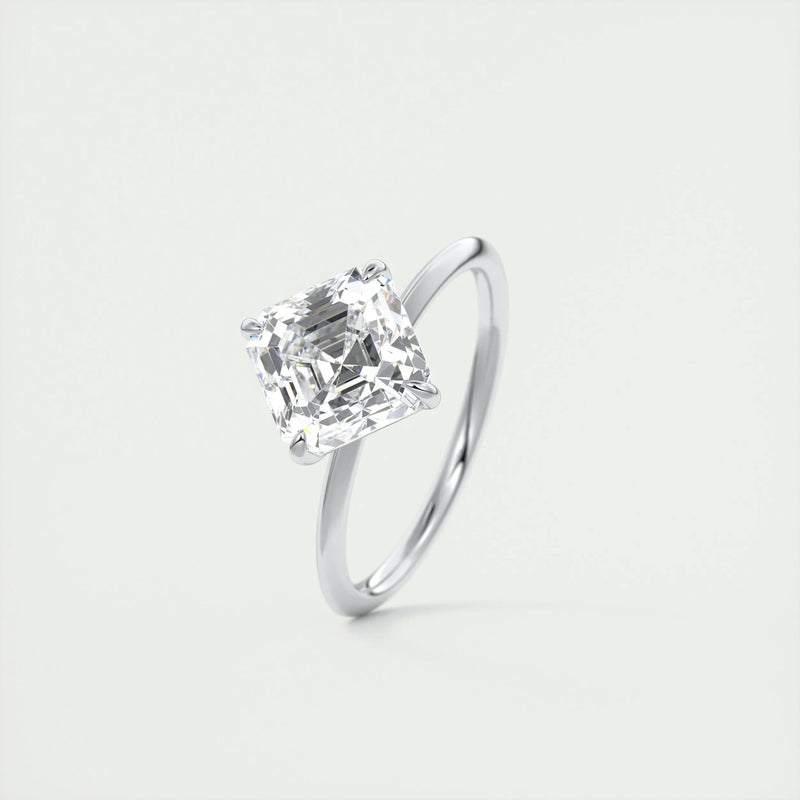 2.0 Ct Asscher Solitaire Moissanite Diamond  Engagement Ring