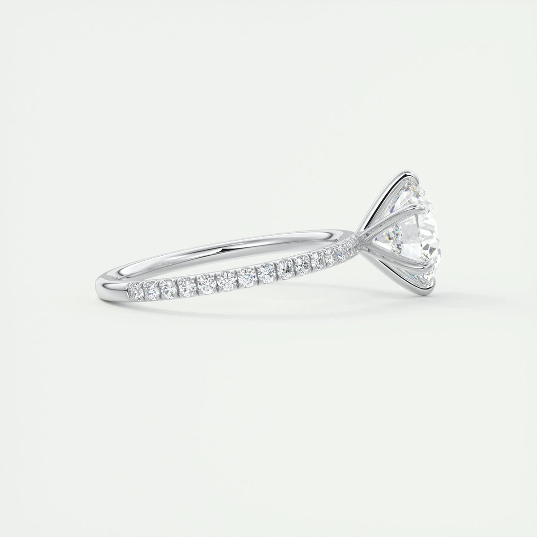 2.0 Ct  Round Cut Pave Moissanite  Diamond Engagement Ring