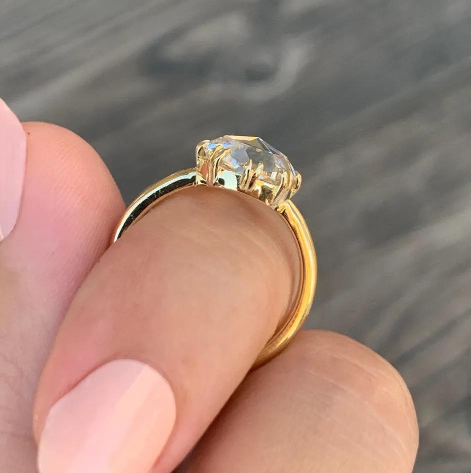 1.85 Ct Rose Cut Solitaire Full Bezel Moissanite Diamond  Engagement Ring