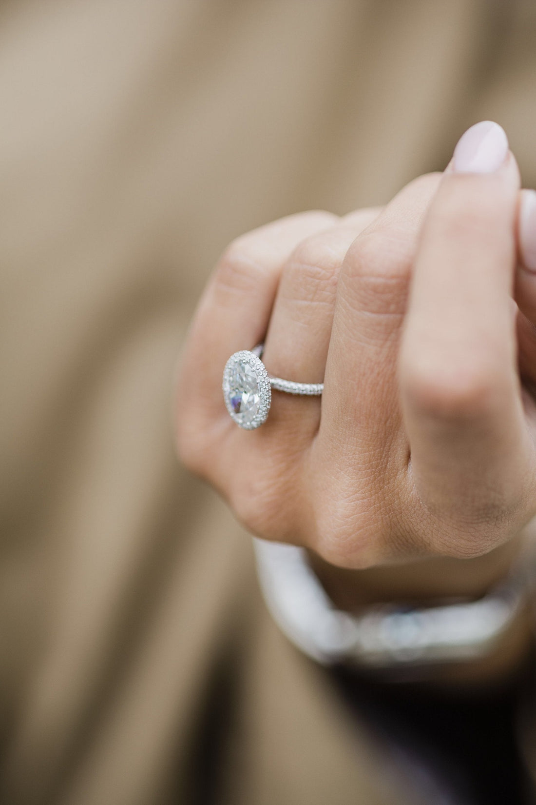 3.85CT Oval Moissanite Triple Pave Setting Engagement Ring
